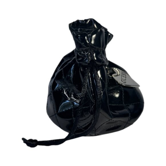 GUESS Black Patent Leather Jewelry Pouch with Silk Pillow & Metal Heart Charm - Picture 2 of 7